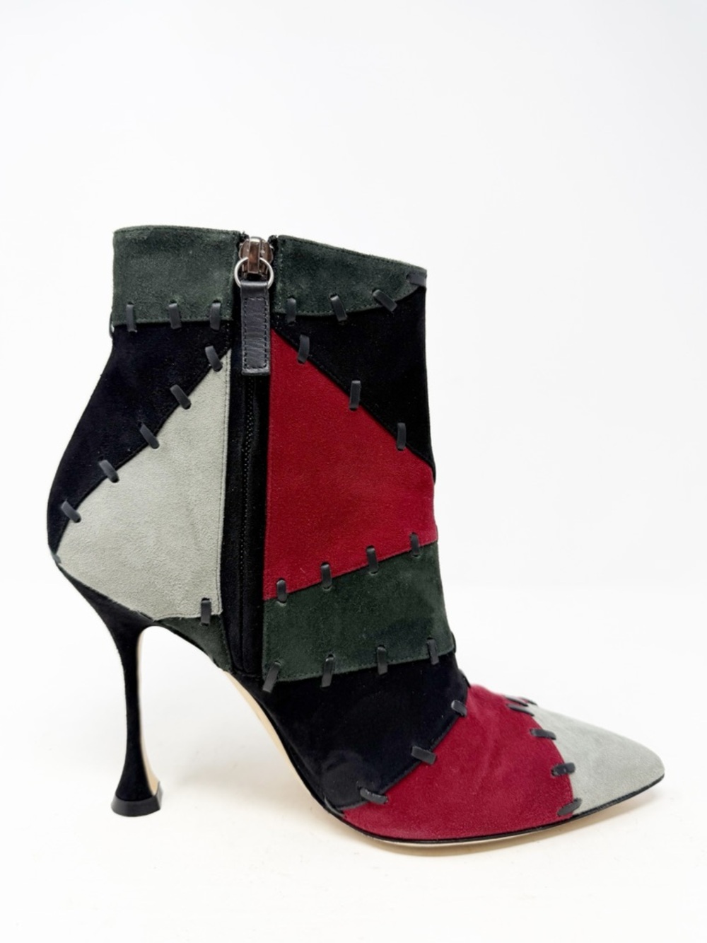 Manolo Blahnik Couturahi Patchwork Suede Zip Booties Womens Size EU 36.5 - Picture 7 of 10